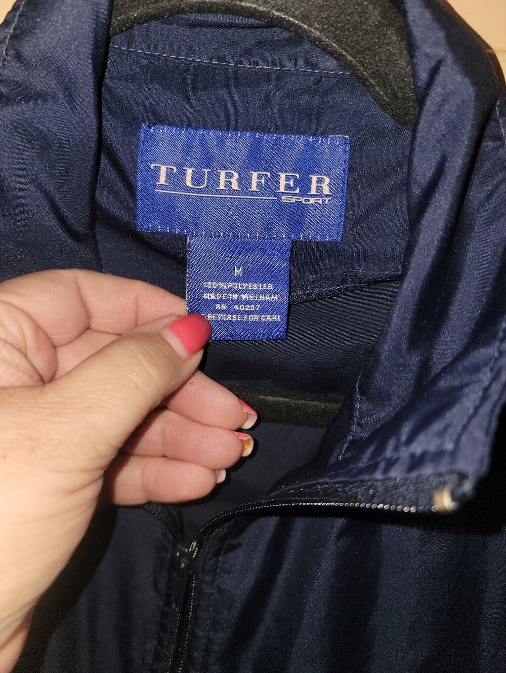 Mens Sz M Turfer Sport Navy Blue Lightweight Jacket Windbreaker - Picture 4 of 8